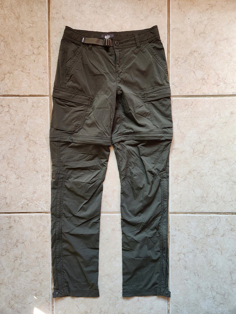 REI Co-op Sahara Convertible Hiking Pants 0 Olive Green Cargo Zip Off Shorts